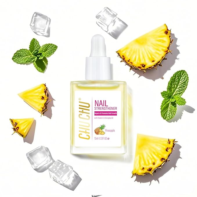 CHUCHU Nail Growth and Strengthener Oil for Cuticle - Repair Moisturizing Treatment - Natural Jojoba Vitamin B & E Nail Oil for Dry Cracked Nails (Pineapple)