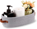 Oradrem Cotton Rope Small Woven Toilet Paper Room Storage Basket with Handles for Bathroom, 13"x5.9"x4" Gary