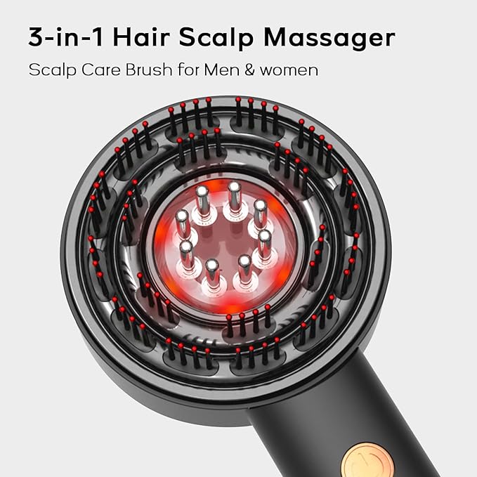 MACNJO 3-in-1 Hair Scalp Massager - Oil Applicator Scalp Care Brush, Portable for Men & Women, IPX6 Waterproof