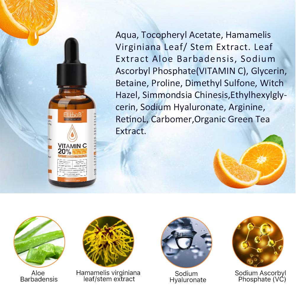 Premium 20% 𝐯𝐢𝐭𝐚𝐦𝐢𝐧 𝐜 𝐬𝐞𝐫𝐮𝐦 - (2PACK) with Hyaluronic Acid, Retinol & Amino Acids - Boost Skin Collagen,Hydrate & Plump Skin, Anti Aging & Wrinkle Facial Serum