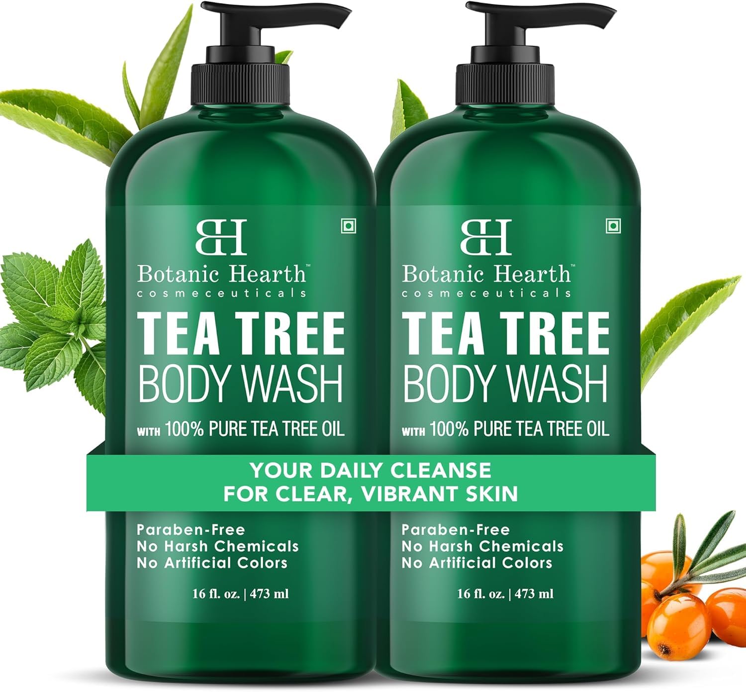 Botanic Hearth Tea Tree Body Wash - 16 Fl oz Pack of 2