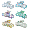 SL Sursarbelor 6 Pcs Hair Clip, Acetate Material, French Design Hair Jaw with Tortoise Celluloid Pattern, Medium Size Hair Claw Clips, for Girls and Women