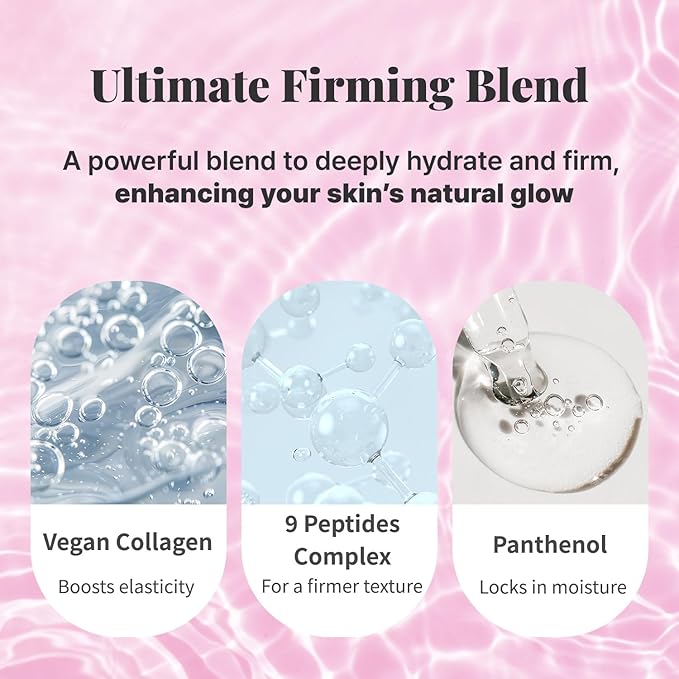 varuza Firm & Glow Sheet Mask with Vegan Collagen Semi-Gel Sheet Biodegradable 100% Cellulose for Anti-Aging Hydration Elasticity Peptide Complex-9 Niacinamide 5 Count