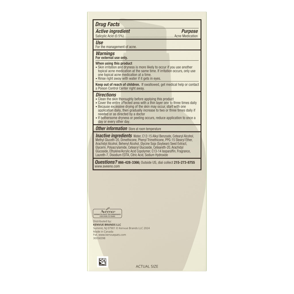 Aveeno Positively Radiant Clear Complexion Face Moisturizer, Acne Facial Lotion with Soy and Salicylic Acid for Oily Skin, Hypoallergenic Formula, Paraben-Free, Non-Comedogenic, Pump, 4 Fl Oz