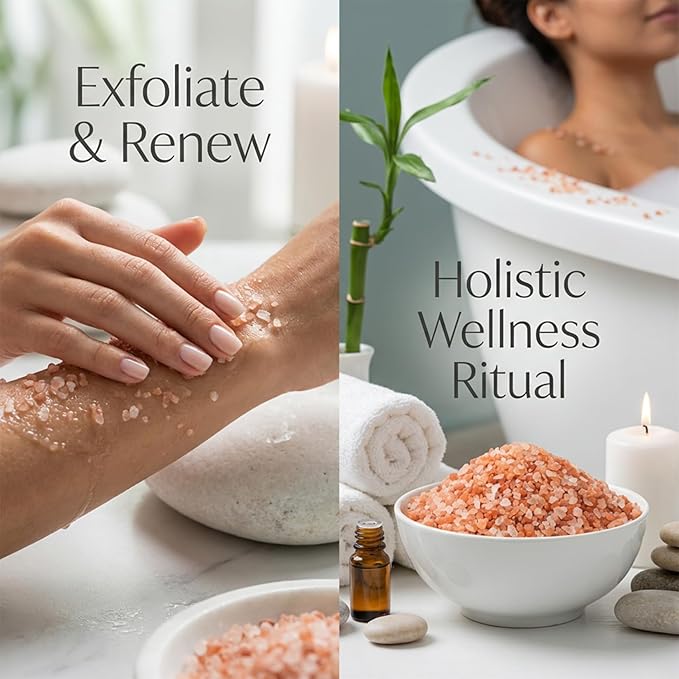 MAQIHAN Pink Himalayan Bath Salt - 10 Oz Himalayan Pink Salt for Bath Soak, Unscented Fine & Coarse Mix, Gentle Full Body & Foot Spa Care for Relaxing Nighttime Soaking