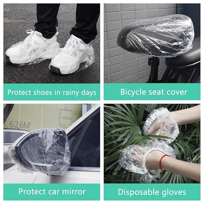 Keeygo Disposable Shower Caps 50 PCS Bath Caps Clear Waterproof Plastic Wraps for Women, Hotel Travel Essentials Accessories Hair Caps(20.5")