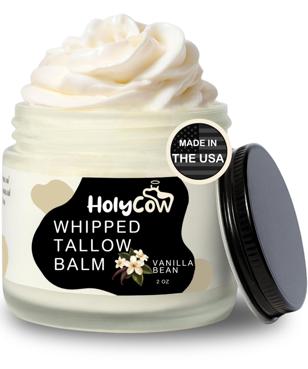 HolyCow Grass Fed Beef Tallow For Skin with Jojoba Oil, 2 Ounce - Vanilla