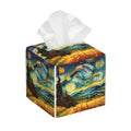 Starry Night Tissue Box Cover Square, Abstract Impressionist Oil Painting Tissue Box Holder Waterproof Leather Facial Paper Organizer Dispenser for Bathroom Home Car Nightstand Vanity Desk