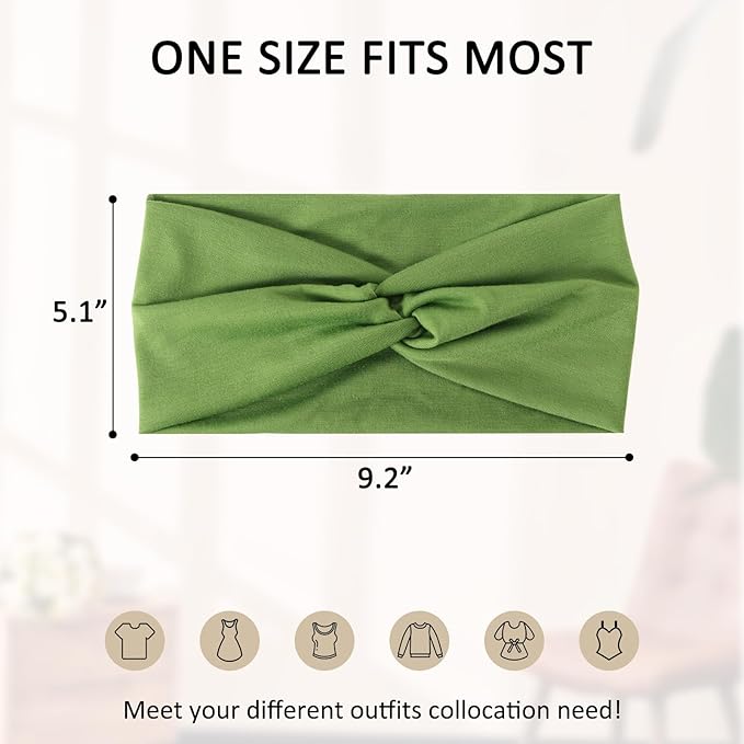 10 Pcs Wide Headbands for Women Non Slip, Stretchy Turban Hair Bands for Big Hair, Extra Thick Sports Headwrap for Workout Running Yoga, Colorful Elastic Hair Accessories for Ladies Gifts (10 Color2)