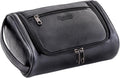 Mens Toiletry Bag, Compact Dopp Kit for Men Travel, PU Leather Shaving Kit, Water-Resistant Minimalist Organizer with Wrist Strap, Fits Grooming Essentials,Large 10x6.5x4 Inch Classic Black