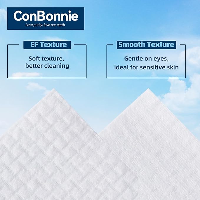 Conbonnie Clean Face Towels XL, Thickened Design, 10"×12" Biobased Facial Towels, Disposable Face Towelette, Makeup Remover Dry Wipes for Skin Care, Clean Skin, 200 Count (4 Pack)