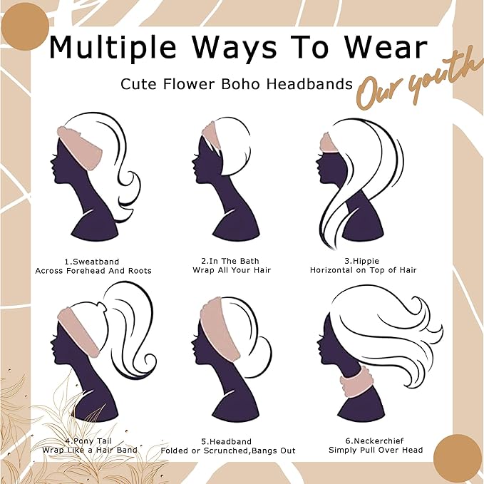 Wide Headbands For Women Non Slip Head Wraps Tie Dye Turban Headband Knotted Headband Soft Boho Headbands Workout Head Scarf Large Bandanas African Hairbands Cotton Hair Accessories For Women