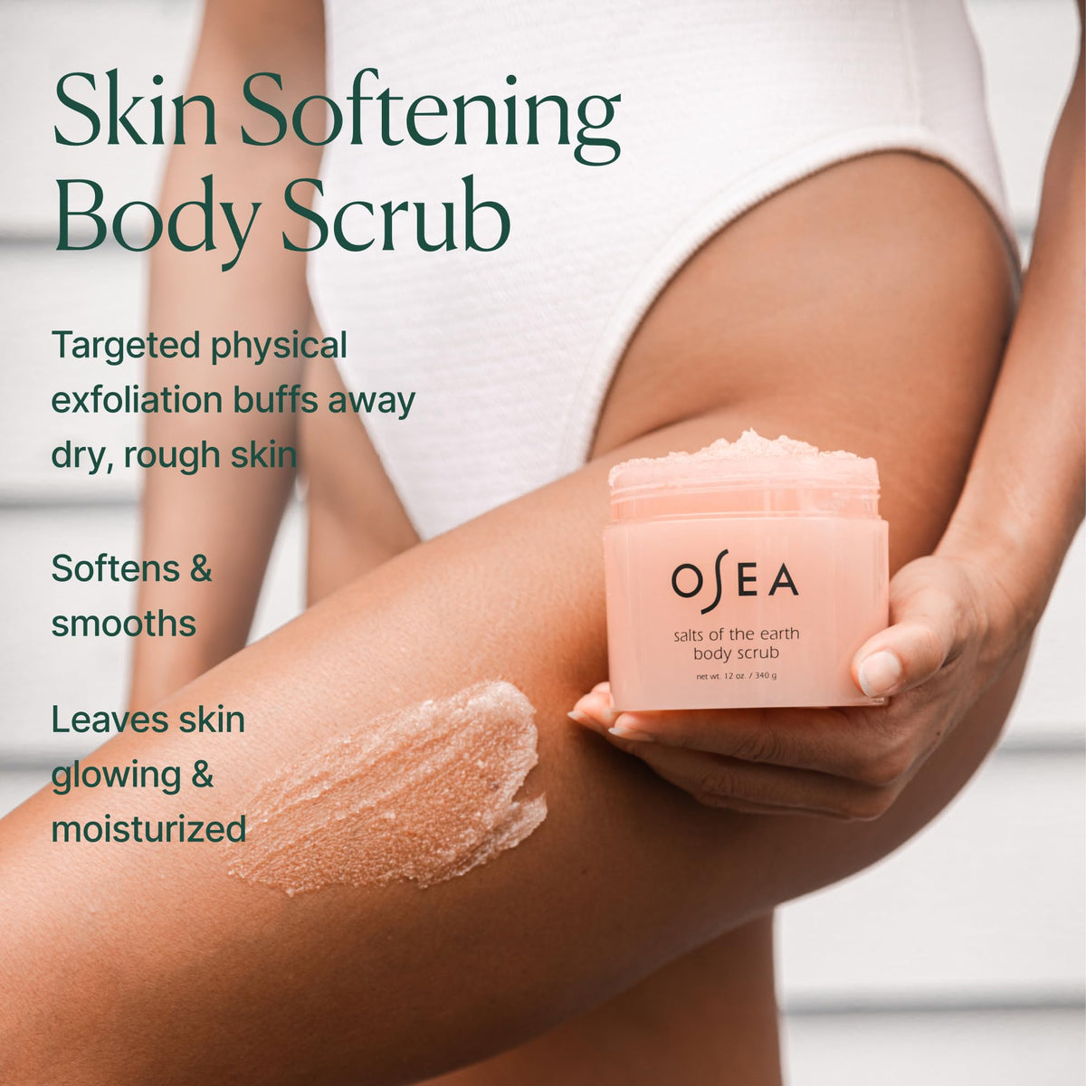 OSEA Salts of the Earth Body Scrub 12 oz - Pink Himalayan Salt Scrub - Gentle Body Exfoliation Skincare - Ideal Spa Gift for Pampering - Clean Beauty & Vegan Body Care