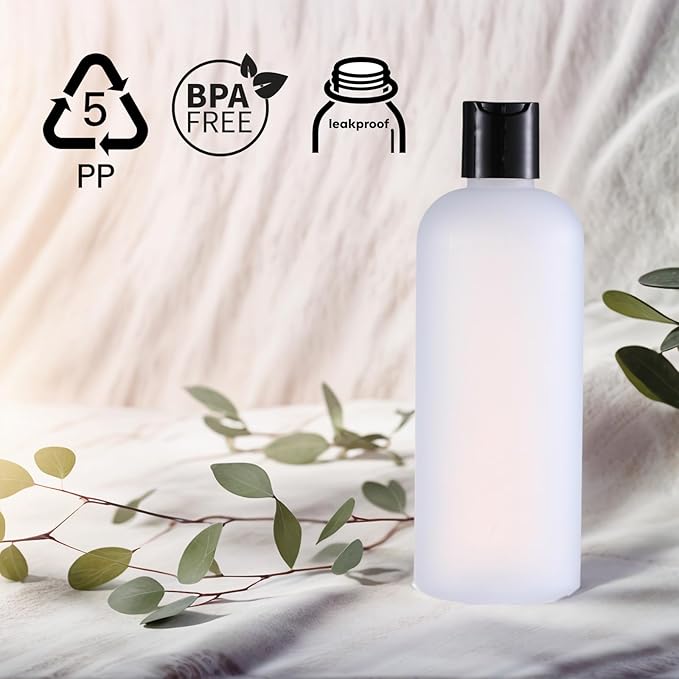 Geartrust 10 oz Small Plastic Bottles with Disc Caps, Empty Shampoo Bottle, Leak Proof Travel Bottles for Toiletries,Conditioner,Lotions,Cream, Dish Soap,BPA Free, Pack of 2