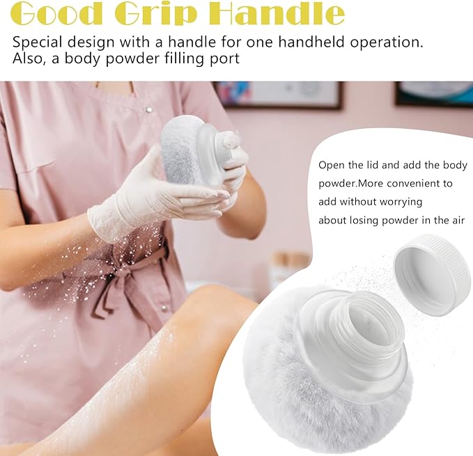 Sibba Storage Body Powder Container, 3.15 Inch Makeup Puff with Container, Fluffy Body After-Bath Powder Case, Baby Care Talcum Makeup Puff Box with Hand Holder