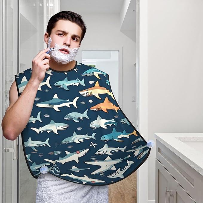 Abstract Paint Splashes Print Beard Bib Shaving Apron, Beard Hair Trimming Cape Gift For Dad