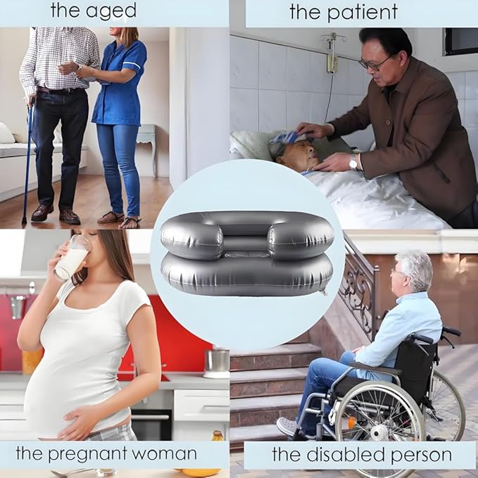 Inflatable Shampoo Basin,Inflatable Hair Washing Basin Set,Portable Hair Washing Station for Home for Bedridden Patients, Pregnant Women,and Elderly - Silver
