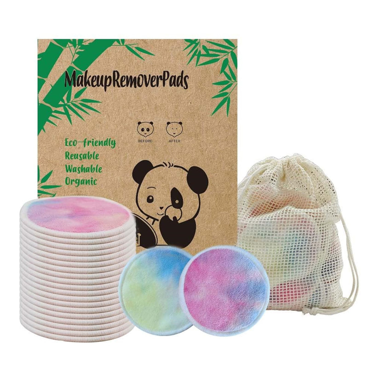 Sopurrrdy 28 Pack Reusable Makeup Remover Face Pads with Laundry Bag Washable Soft and Comfortable Cleaning Face Skin,Washable Bamboo Cotton Rounds Colorful