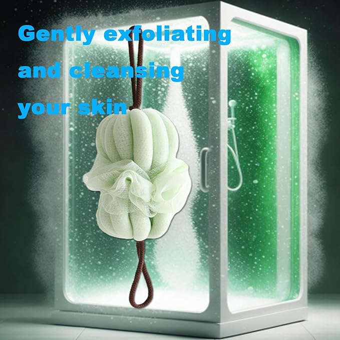 GXBTOPGO Large 85g Green Bath Loofah Sponge Loofa Luffas Shower Puff Pouf Ball Exfoliating Body Back Scrubber for Men&Women