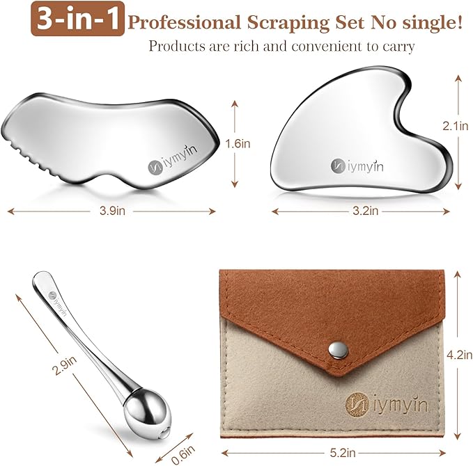 Niymyin 304 Stainless Steel Gua Sha Tool Facial Lift Jawline Gift for her