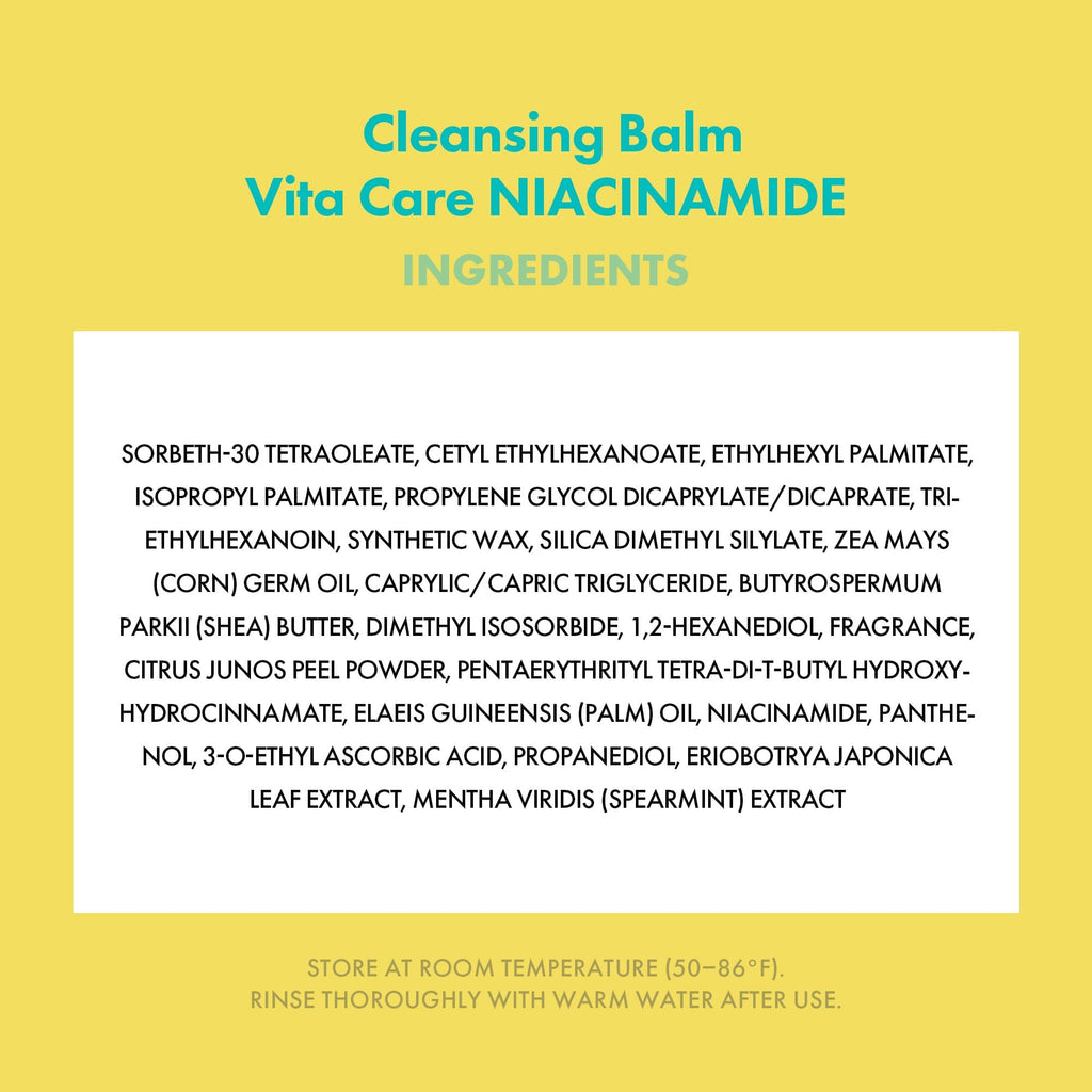 KAHI Cleansing Balm Vita Care Niacinamide - Makeup Remover Balm with Vitamin B, C & Yuzu Peel Scrub - Gentle Exfoliating Korean Skincare 1.69 oz