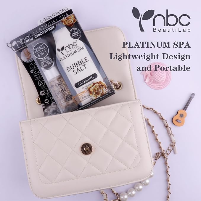 nbc BeautiLab Pedicure Foot Soak Set - Upgraded 6 in 1 Foot Spa, Foot Bath Spa, Pedicure Kit, Foot Soak for Tired & Dry Cracked Feet, Athletes Feet, Bad Odor, Softens Calluses,Golden Petals