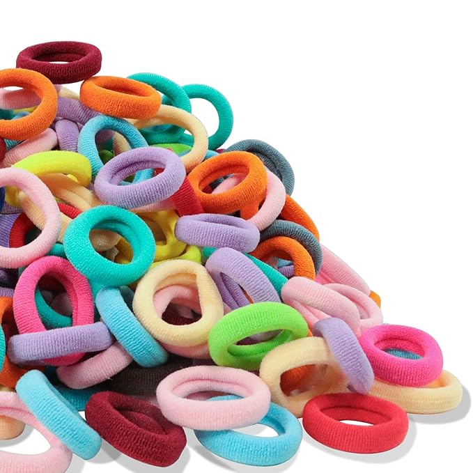 WillingTee Baby Hair Ties,300PCS Nylon Toddler Hair Ties for Girls, Kids Seamless Hair Bands, Girls Elastic Ponytail Holders,Multicolor