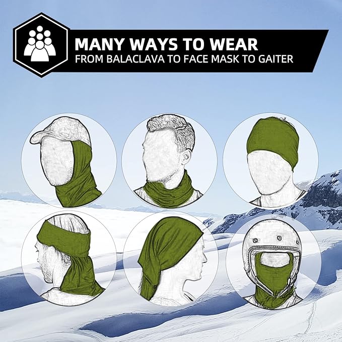 ROCKBROS Cold Weather Balaclava Ski Mask for Men Windproof Thermal Winter Scarf Mask Women Neck Warmer Hood for Cycling (Deep Green)