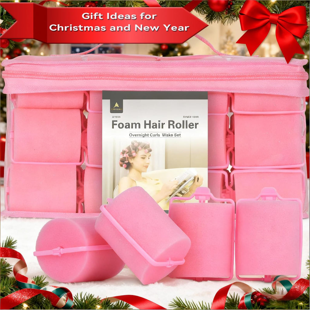 Amzpus 24 Pieces Foam Sponge Hair Rollers - Soft Sleeping Hair Curlers for Hair Styling (2inch, Pink)