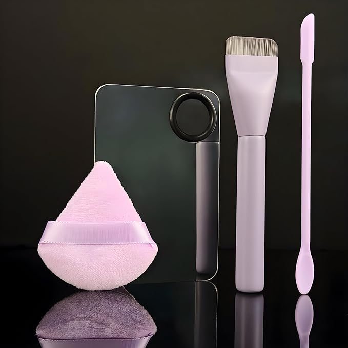 Ink Permanent Makeup Brush Set, Flat Foundation Brush, Sponge & Spatula Kit