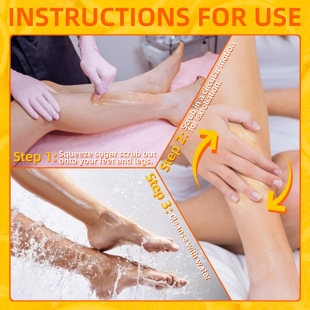 nbc BeautiLab Foot Exfoliating, Sugar Scrub, Dead Skin Remover for Feet, Individually Packaged Foot Scrub Smooths, Hydrates, Detoxifies Tired and Dry Cracked Feet 16 Packs per Box,Orange scent