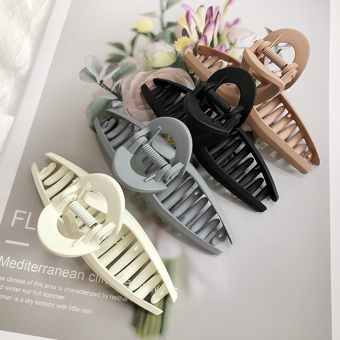 Nalodu 5 Pack Hair Claw Clip Large Matte 4.3 Inch No Slip Big Butterfly Jaw Clips Clamp Assorted Colors for Thin Fine Medium Thick Hair Women