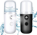Honoson 2 Pack Nano Facial Mister Spray Bottle Handheld Humidifier Portable Face Mister for Eyelash Extensions USB Rechargeable 1 oz Mini Skin Care Machine for Daily Makeup(Black and White)
