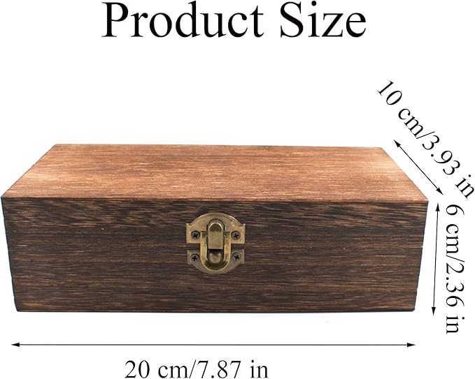 Wood Storage Box with Lid Solid Wood Container Box Decorative Table Large Rectangular Smooth Rustic Style Store Space to Organize Toys Cosmetics Vintage Color 7.87*3.93*2.36in, Brown, 2pcs