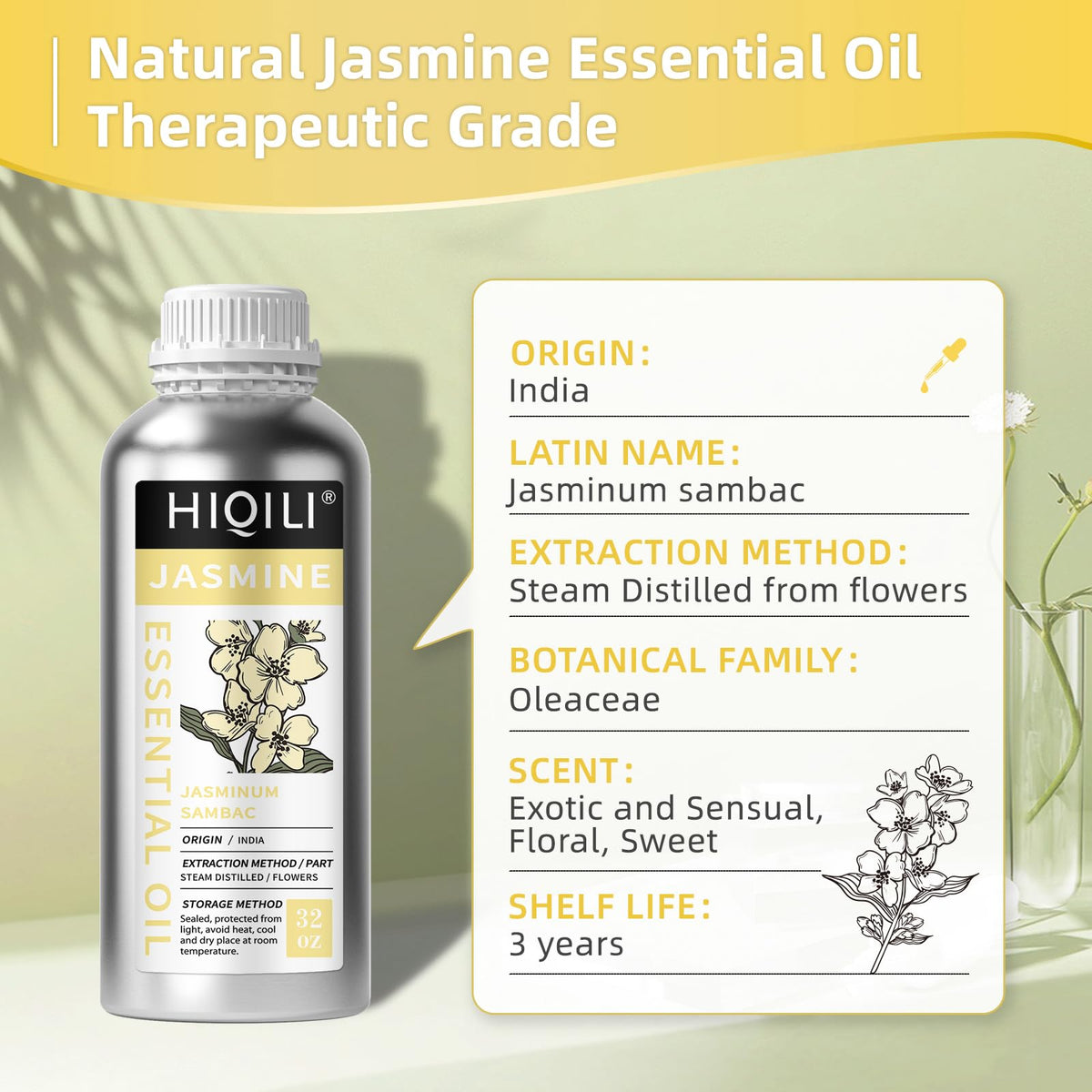 HIQILI Vetiver Essential Oil for Skin, Perfume, Aromatherapy