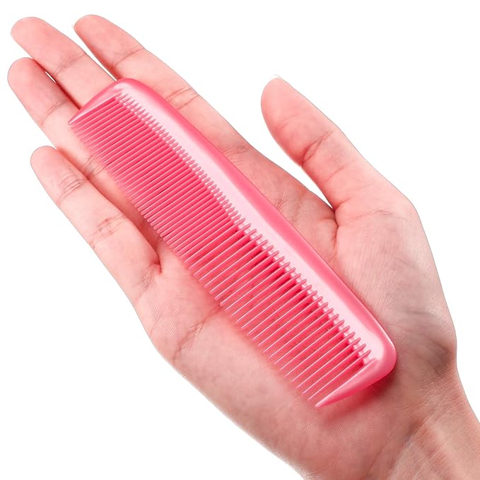 Leinuosen 12 Pieces Pocket Hair Combs, Fine Tooth Combs, Pink