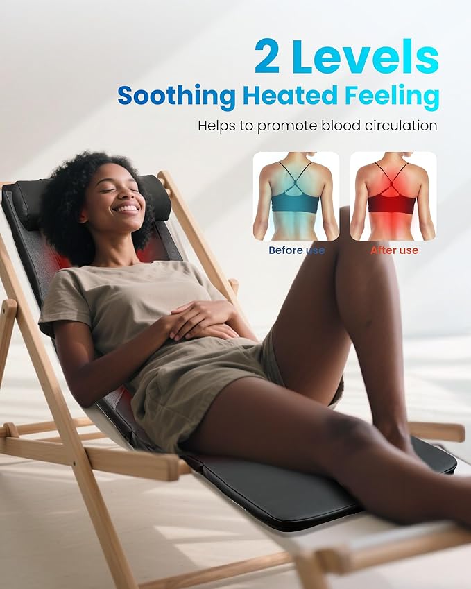 COMFIER FSA Full Body Massage Mat with Heat, HSA Eligible Shiatsu Back Massager for Pain Relief Kneading & Vibration, Graphene Heating Chair Massage Pad for Recliner Sofa Bed, Gifts for Mom Dad