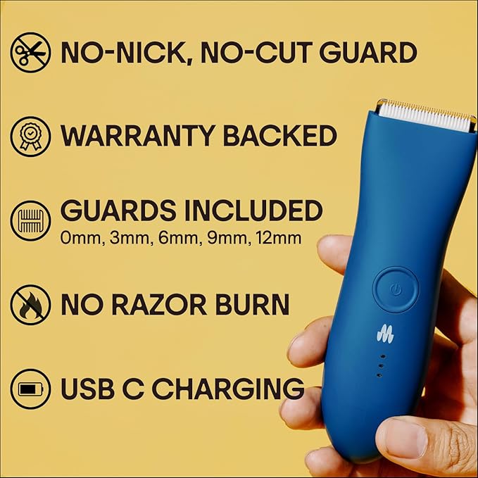MERIDIAN The Trimmer Premium - Body Hair Trimmer & Electric Shaver for Men and Women for Pubic Hair, Chest, Legs & Bikini Line, Waterproof & Rechargeable, Ocean