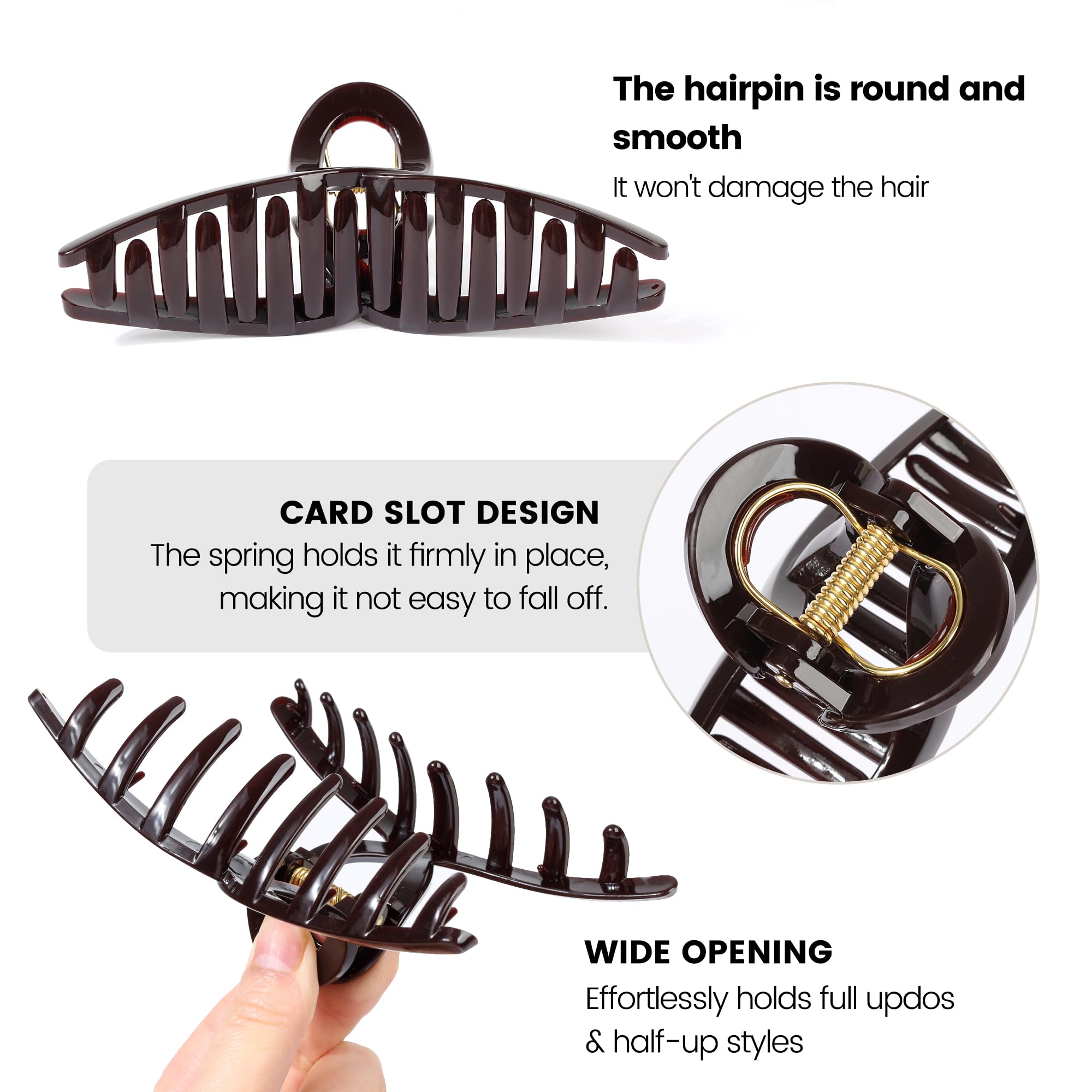 Big Butterfly Hair Claw Clips with Long Thick Hair Large 5.1" Acrylic Clips Hair Accessories for Women Girls Gifts 2 Pcs(Red&Chocolate)