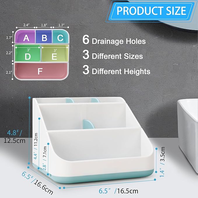 Toothbrush Holder for Bathroom,Detachable for Easy Cleaning Multi-Functional Countertop Storage Organizer,6 Slots Kids Electric Toothbrush and Toothpaste Organizer Caddy for Bathroom Vanity(Blue