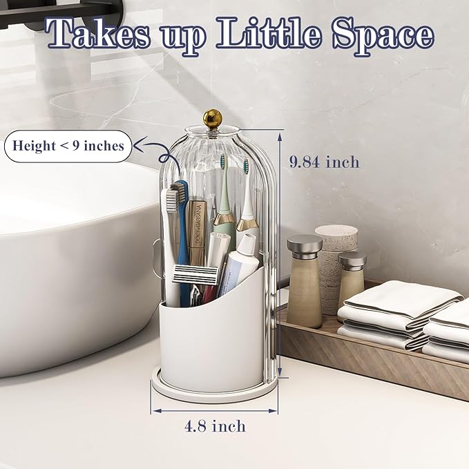 Zufudo Toothbrush and Toothpaste Holders with Cover, Transparent