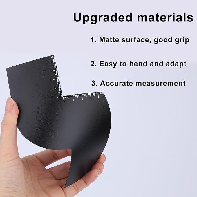 lasuroa Color Enhancement Barber Card, S Shape Black Hairline Tool Lineup Pencil Kit with Measurement Indicators Color Spray Edge Hair Line Up Card Essentials Supplies Accessories for Beard & Hair