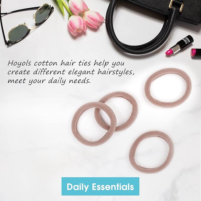 HOYOLS Hair Ties for Thick Heavy Hair, Seamless Ponytail Holders 100 pcs