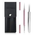 SGNEKOO Professional Facial Milia Remover Tools and Whitehead Extractor,Titanium Alloy Double Ended Needle and Steel Tweezers Kit,Blackhead,Blemish,Zit and Pimple Acne Removal Popper (Stainless Pink)
