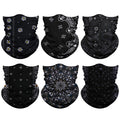 Neck Gaiter Mask, Sun Mask, Rave Bandana Face Mask, Seamless Face Scarf, Headband for Men Women (A-Black Series 2)
