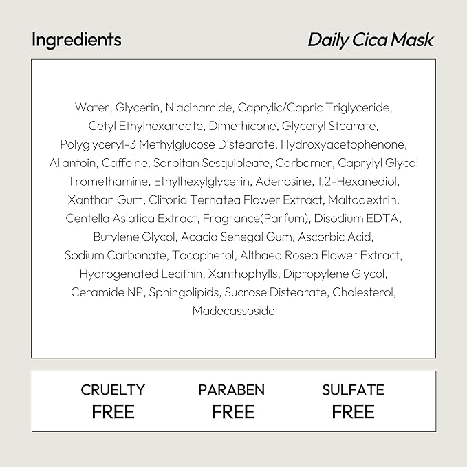 LAPCOS K Beauty Cica Sheet Mask - Regenerating & Soothing Face Masks with Niacinamide & Centella Asiatica for Dull, Damaged Skin Barrier - Highly Breathable Bamboo Sheet - Korean Skin Care (Pack of 5)