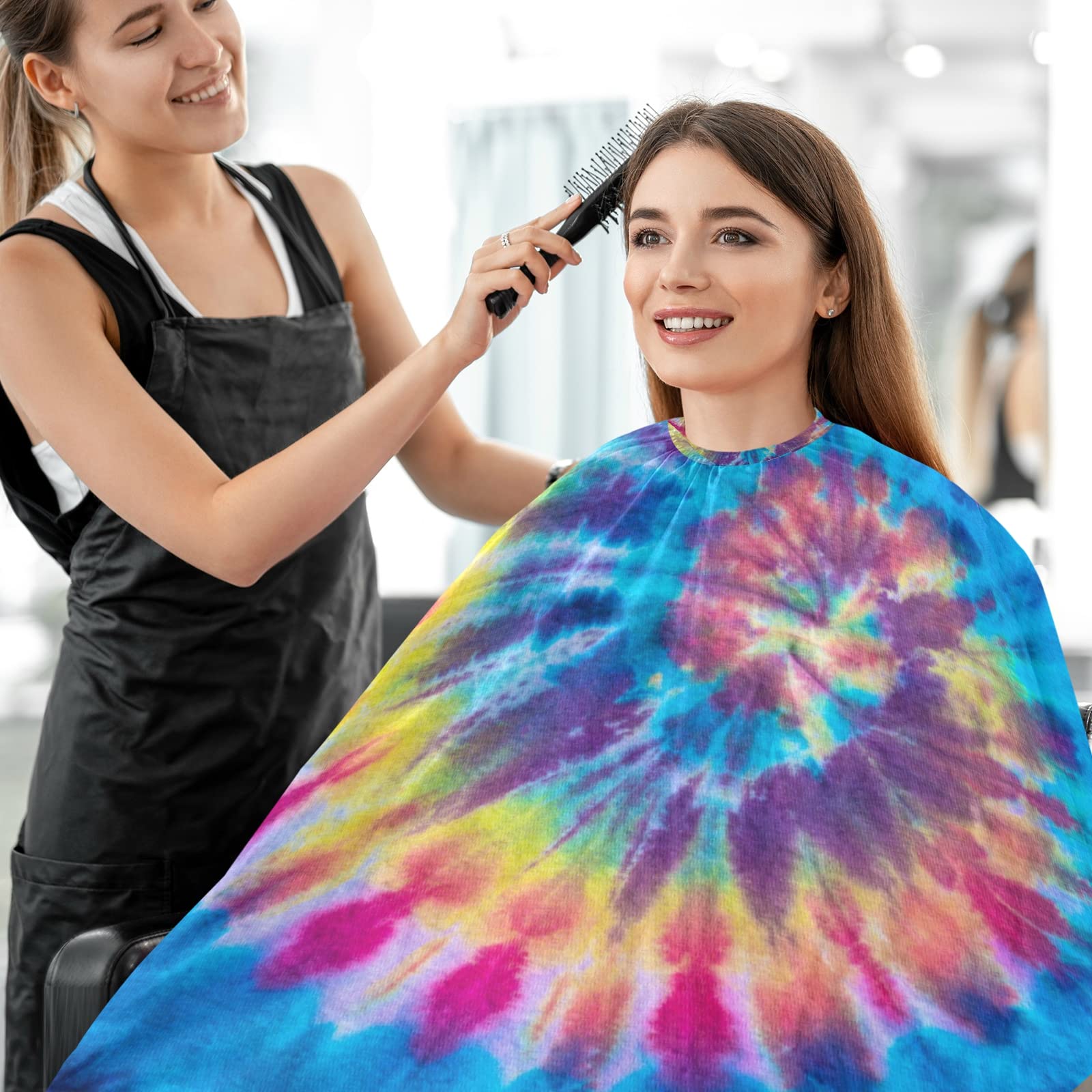 Visesunny Barber Cape With Tie Dye Swirl Design - Polyester Hair Cutting Salon Apron, Anti-Static, Water-Resistant Haircut and Shaving Cloth, Beard Shaving Bib, Hairdressing Cape