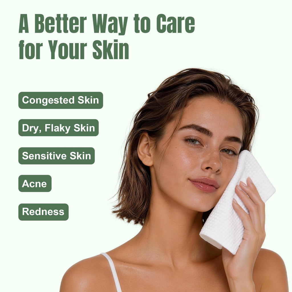 Ourmed Life Disposable Face Towels, 12 x 10 Inch Extra Large Biodegradable Facial Towels, Dual-Sided Pearl Texture Lint-Free Dry Wipes for Sensitive Skin, Makeup Removal, Cleansing & Skincare, 50 Ct