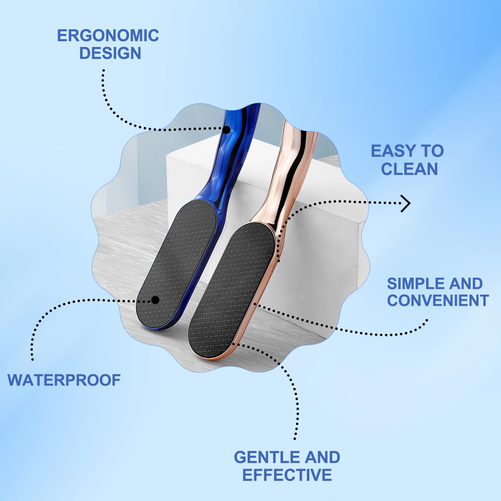 Veinsgrain Foot File, Nano Glass Foot File, Hard Skin Remover Nano-Glass Foot File, Veins Grain Foot File, Professional Foot Care Tools, Pedicure Tool for Smooth Feet (Blue)