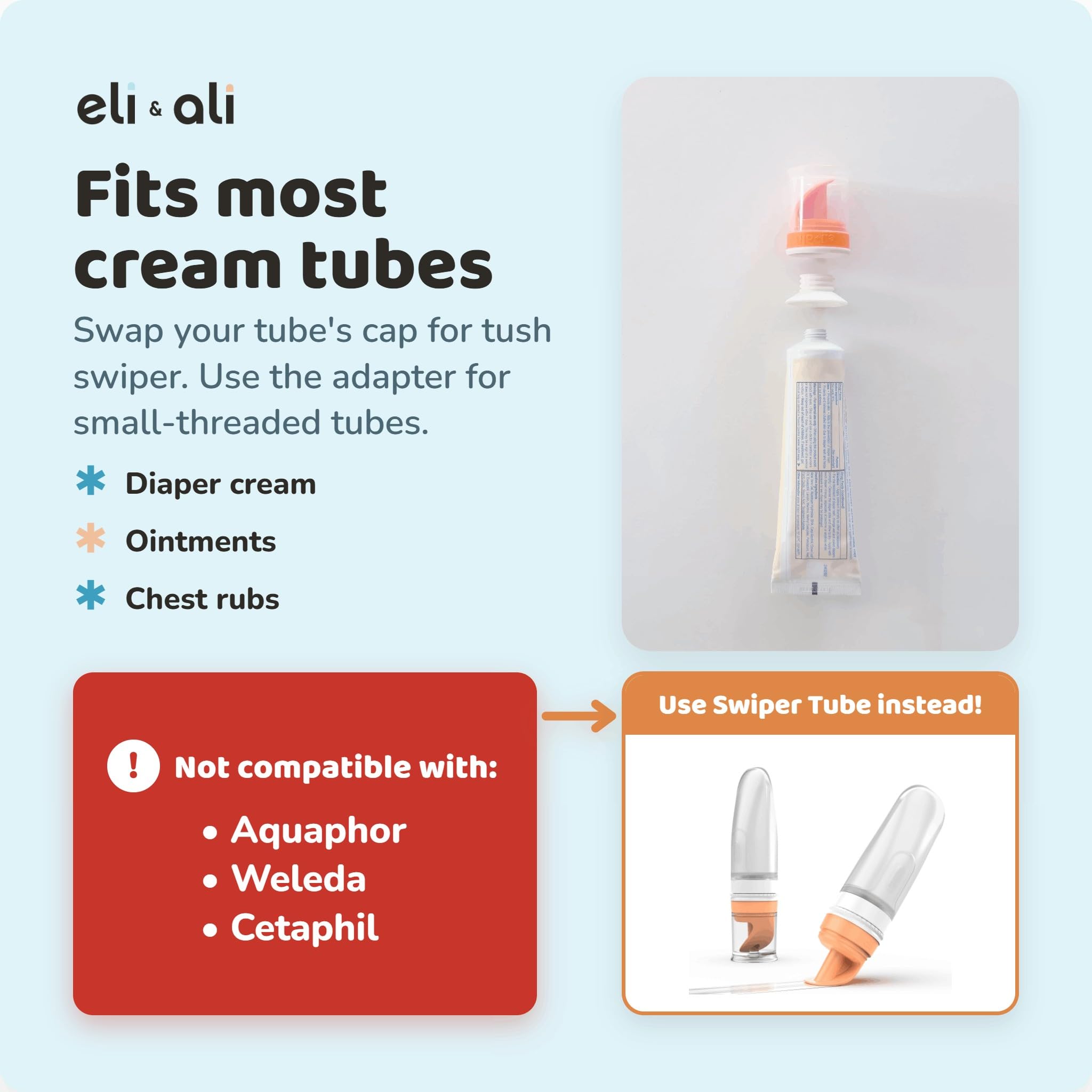 Eli & Ali Tush Swiper - Diaper Cream Applicator Fits Most Creams, Pink 3pk